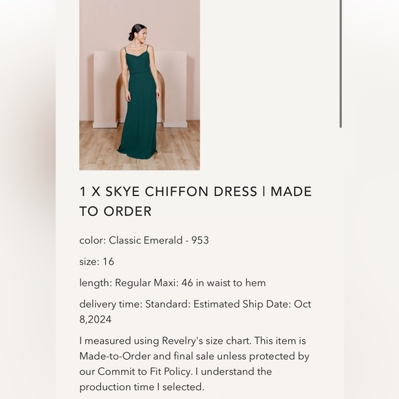 Revelry - Skye Chiffon Dress - Classic Emerald - Picture 4 of 8